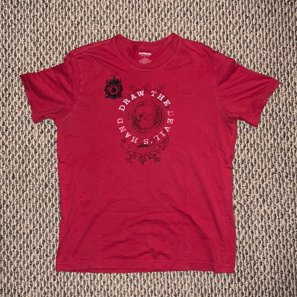 Men’s Express Large Red “Draw The Devils Hand” T-shirt